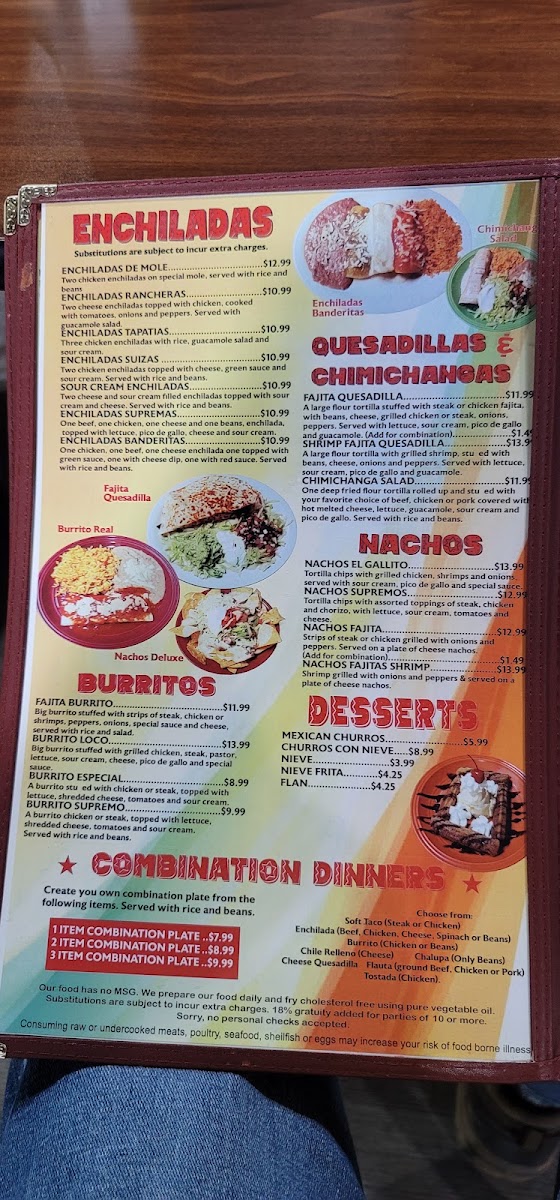 El Gallito Super Taqueria #4 menu board