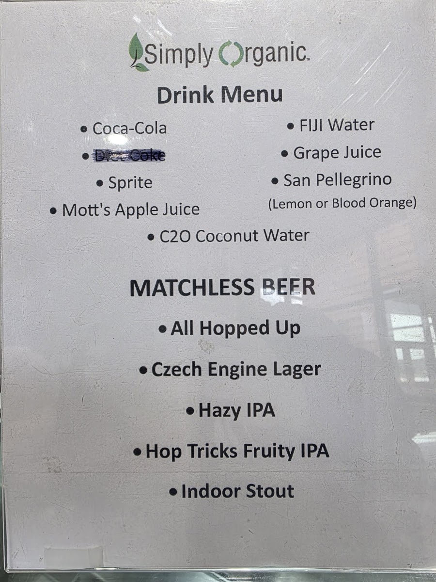 Simply Organic Cafe & Catering menu board