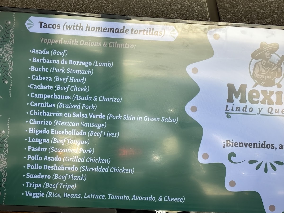 Mexico Lindo Y Querido menu board