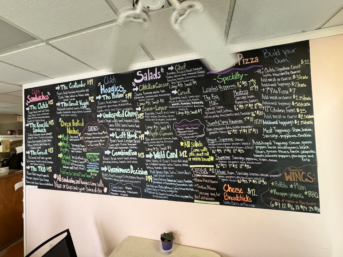 Clutch Food Shop menu board