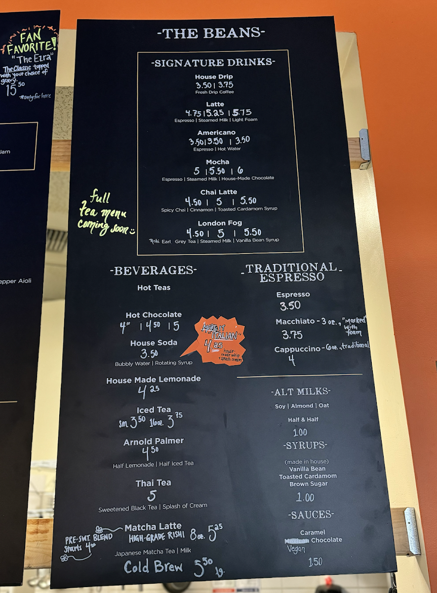 Biscuit & Bean menu board