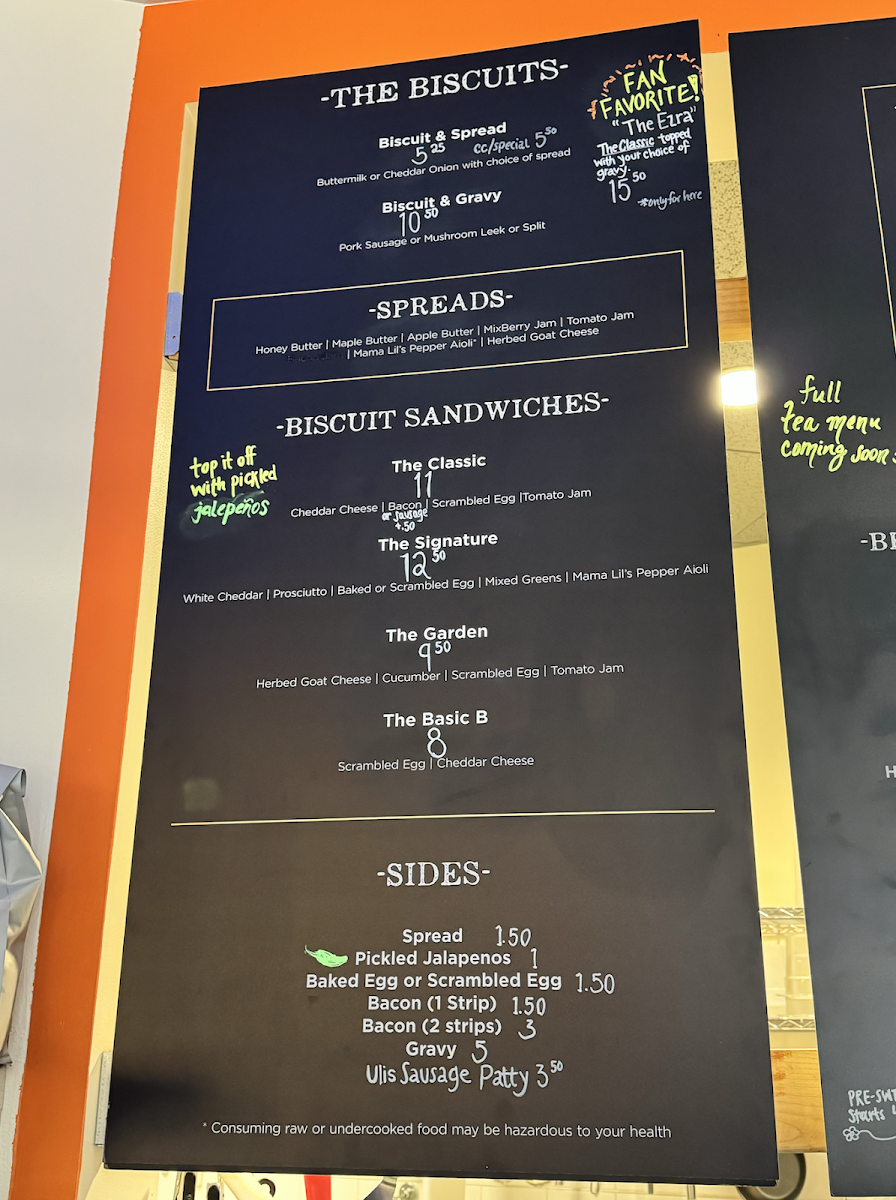 Biscuit & Bean menu board