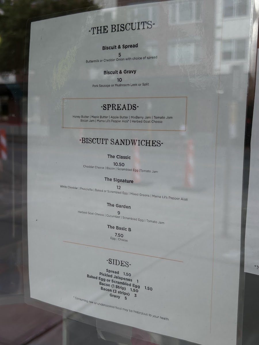 Biscuit & Bean menu board