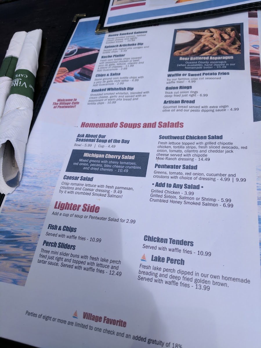 Village Cafe and Pub menu board
