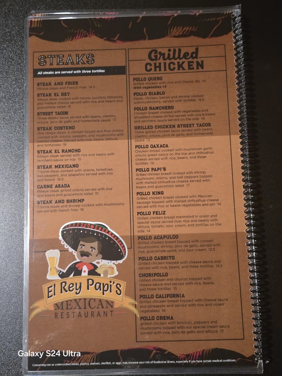 El Rey Papi's | Mexican menu board