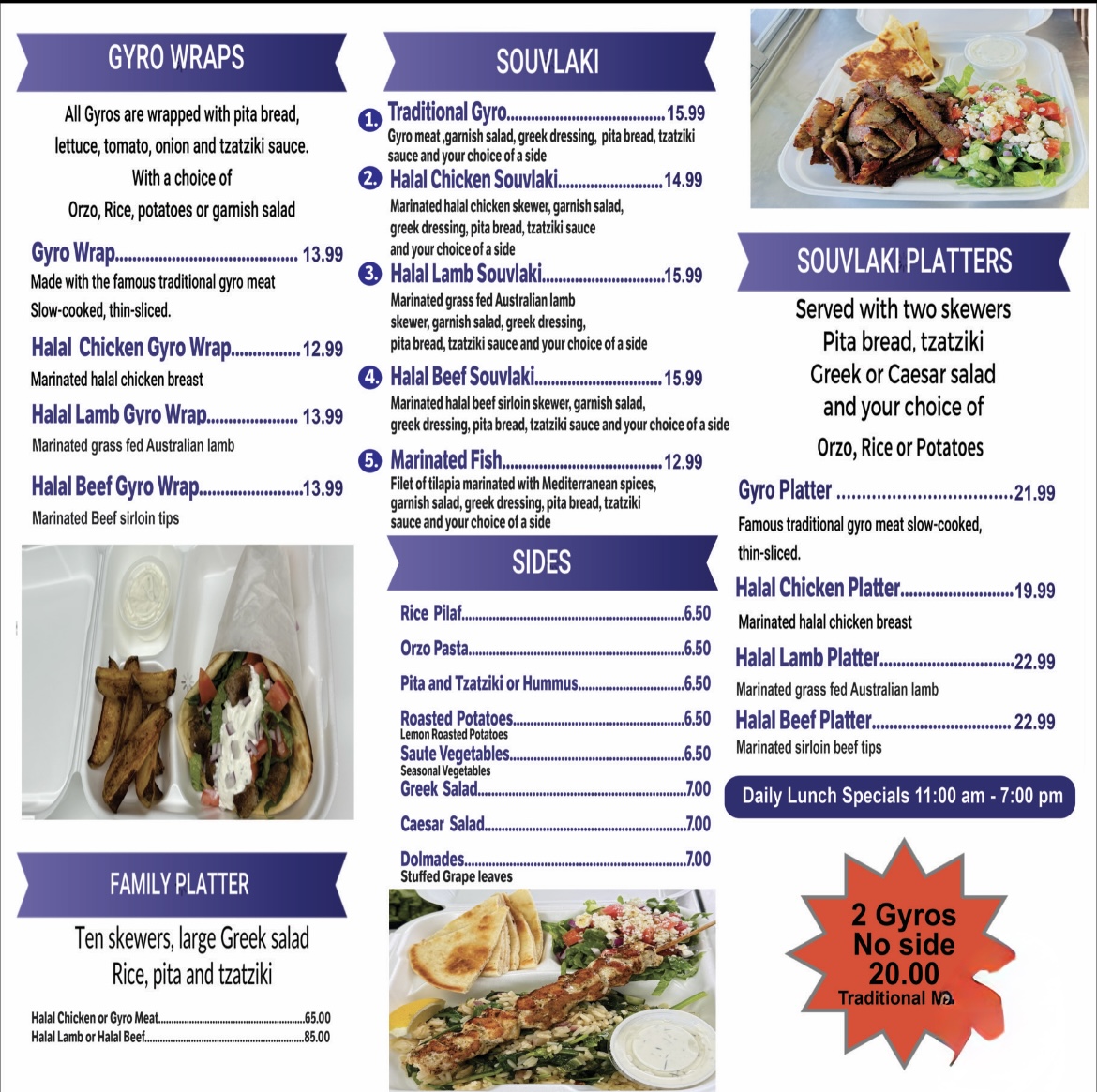 The Gyro Truck menu board