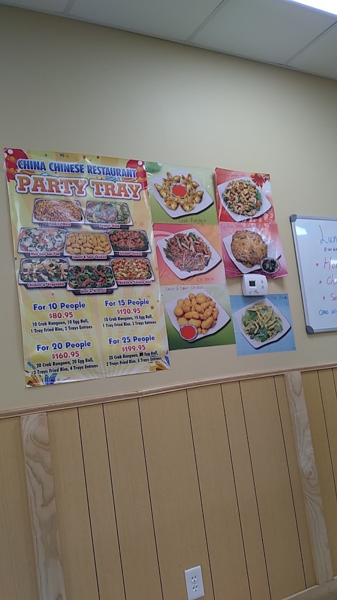 China House Chinese Restaurant menu board