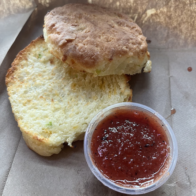 Cheddar Onion Biscuit with Tomato Jam