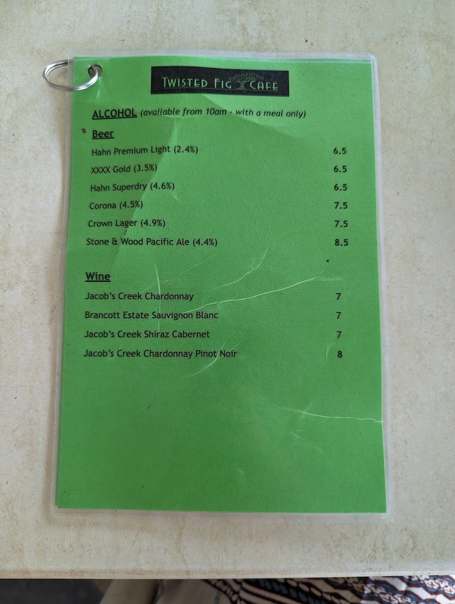 Twisted Fig Cafe menu board