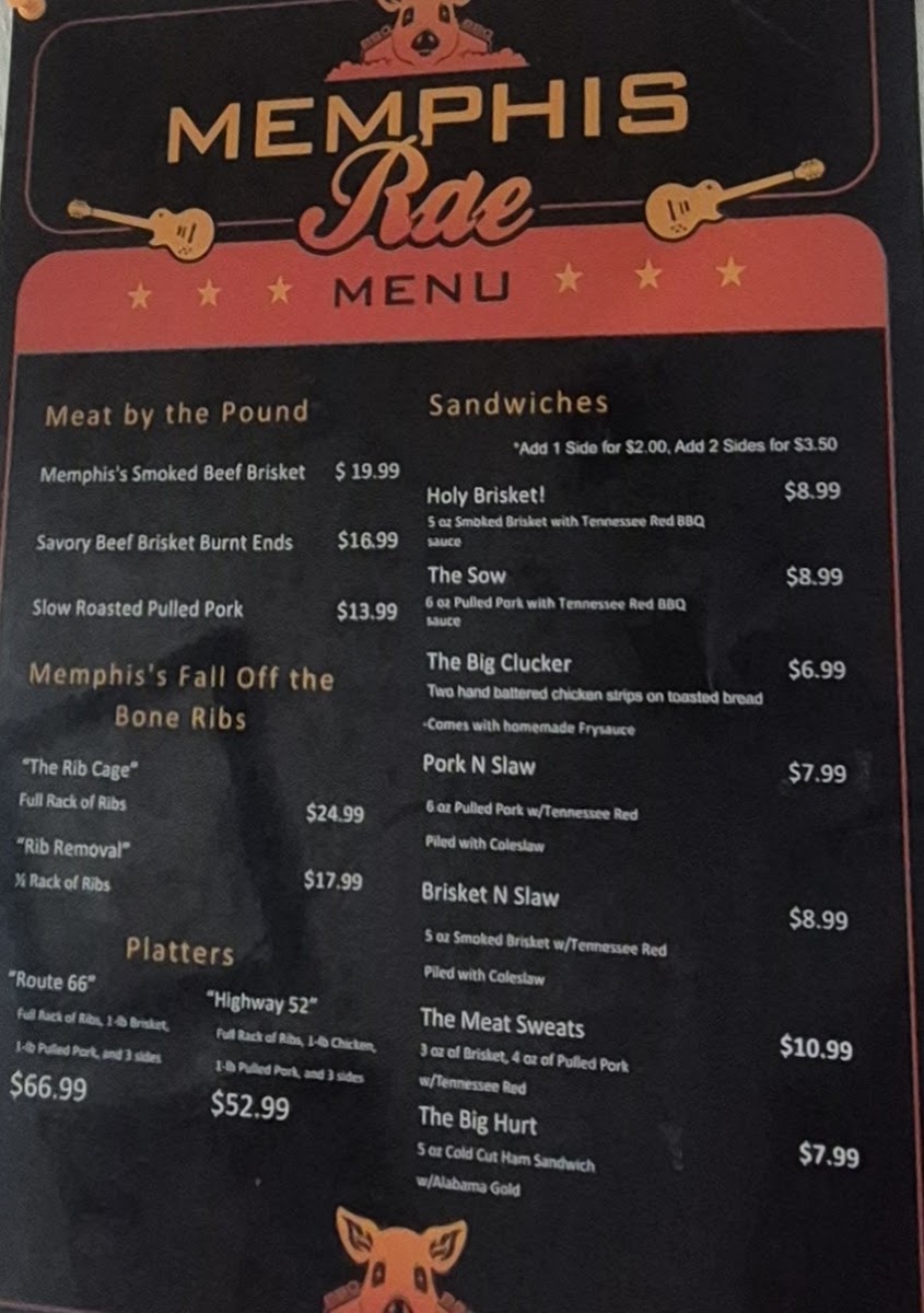 Memphis Black Bbq menu board
