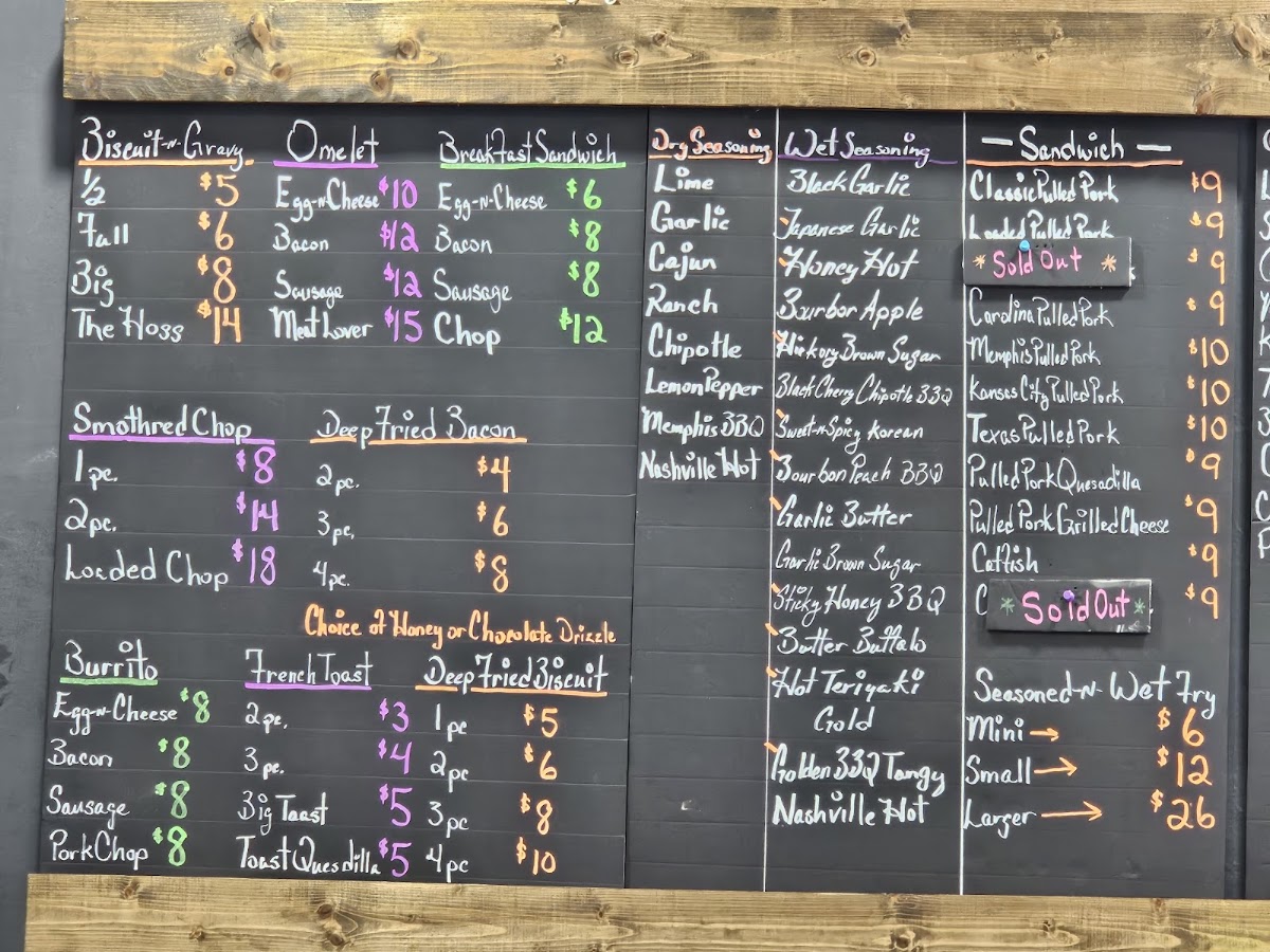 Memphis Black Bbq menu board