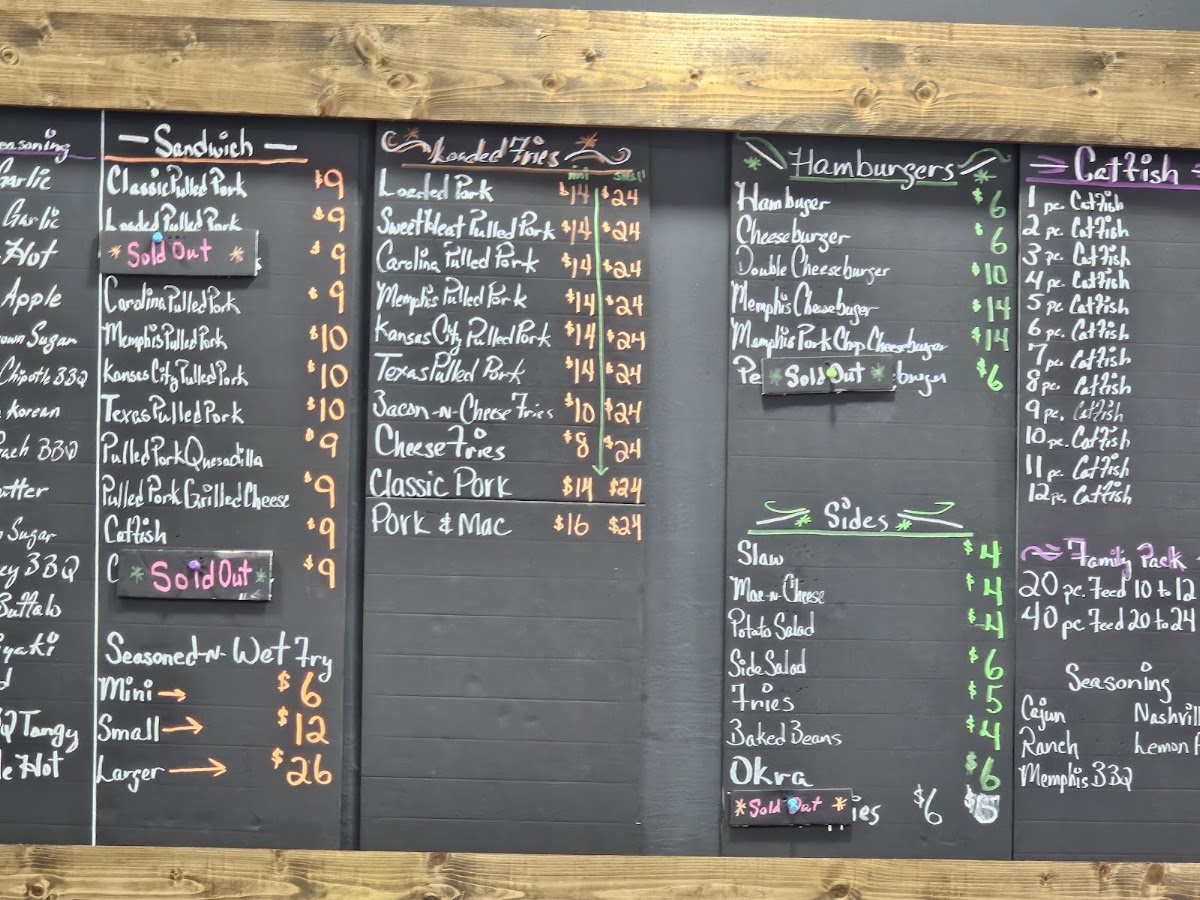 Memphis Black Bbq menu board