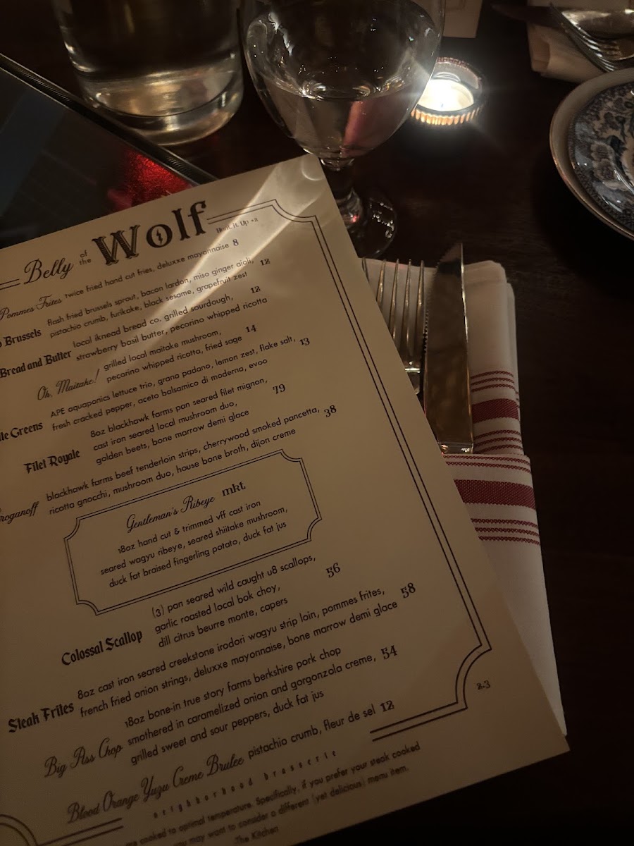 Belly of the Wolf menu board