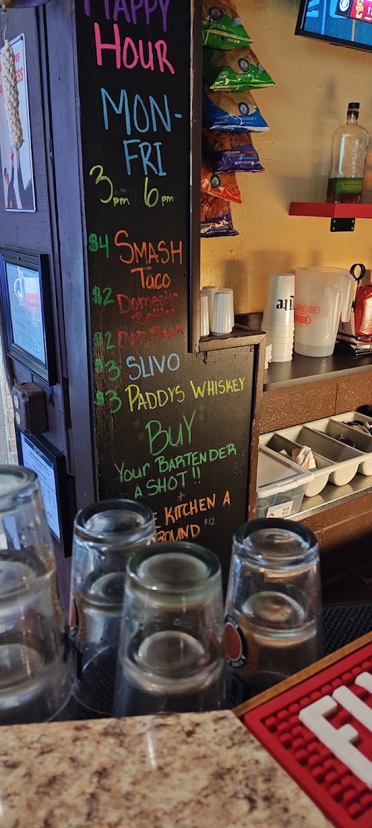 Crowley's Dive Bar - Kirtland menu board