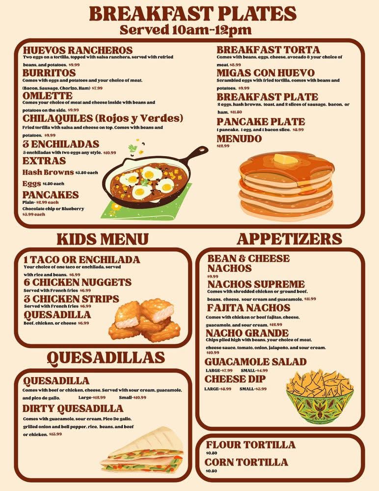 Los Toritos Mexican Restaurant menu board