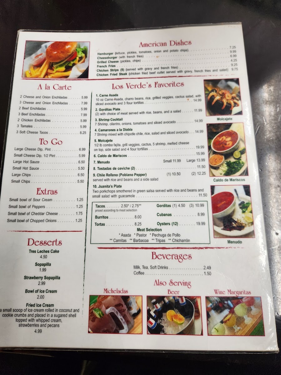 Los Toritos Mexican Restaurant menu board