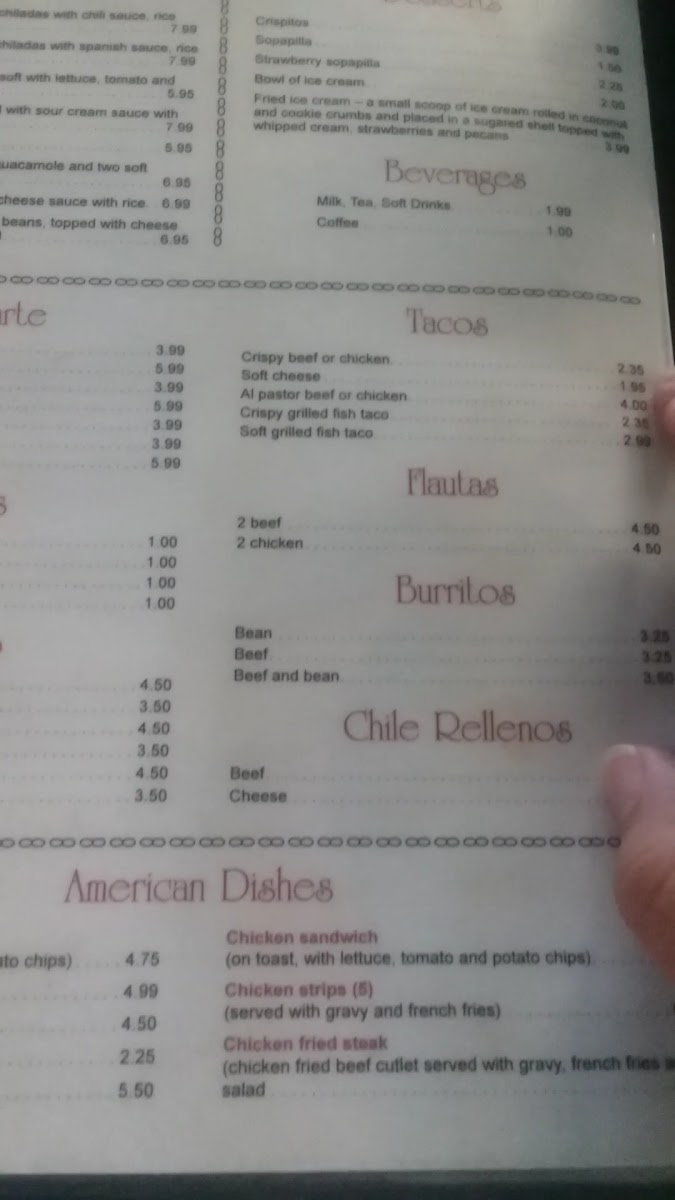 Los Toritos Mexican Restaurant menu board