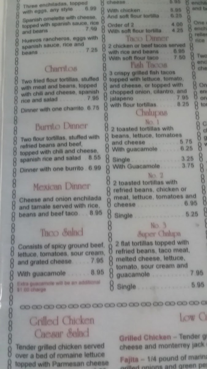 Los Toritos Mexican Restaurant menu board