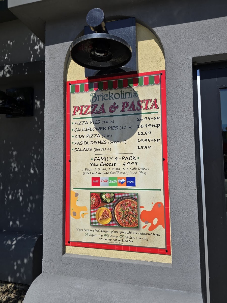 Brickolini’s Pizza & Pasta menu board
