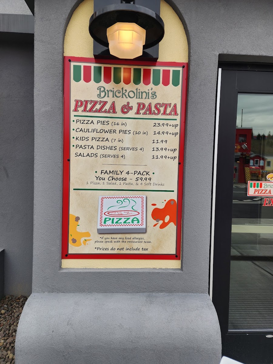 Brickolini’s Pizza & Pasta menu board