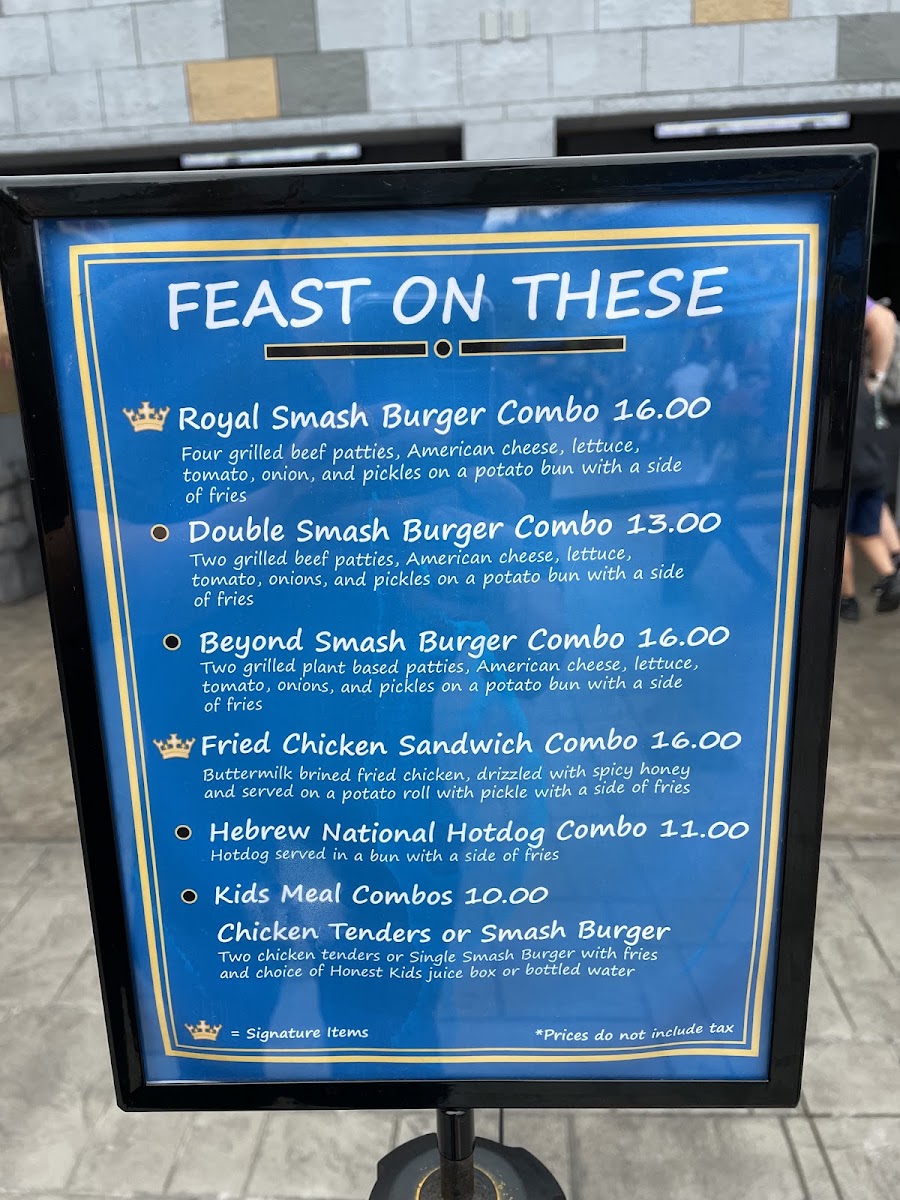 Royal Feast menu board