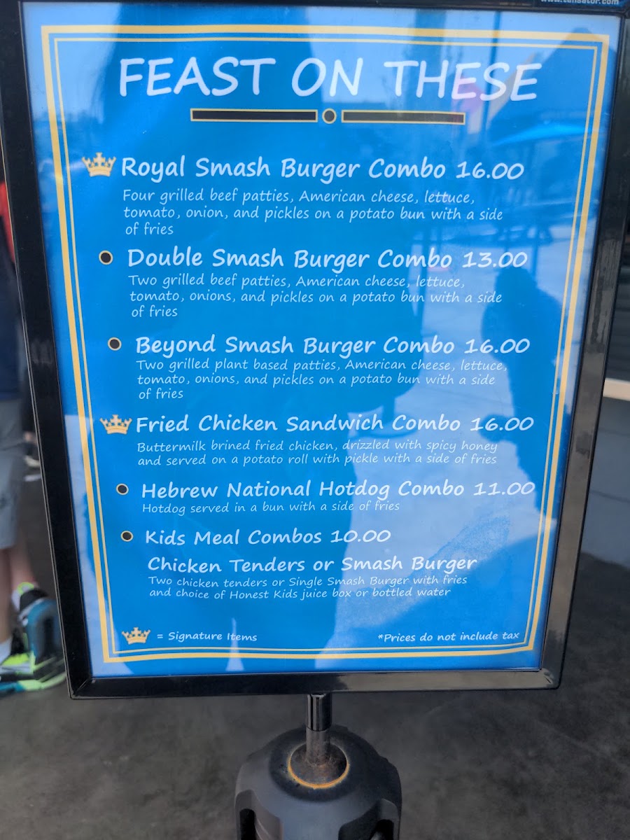 Royal Feast menu board