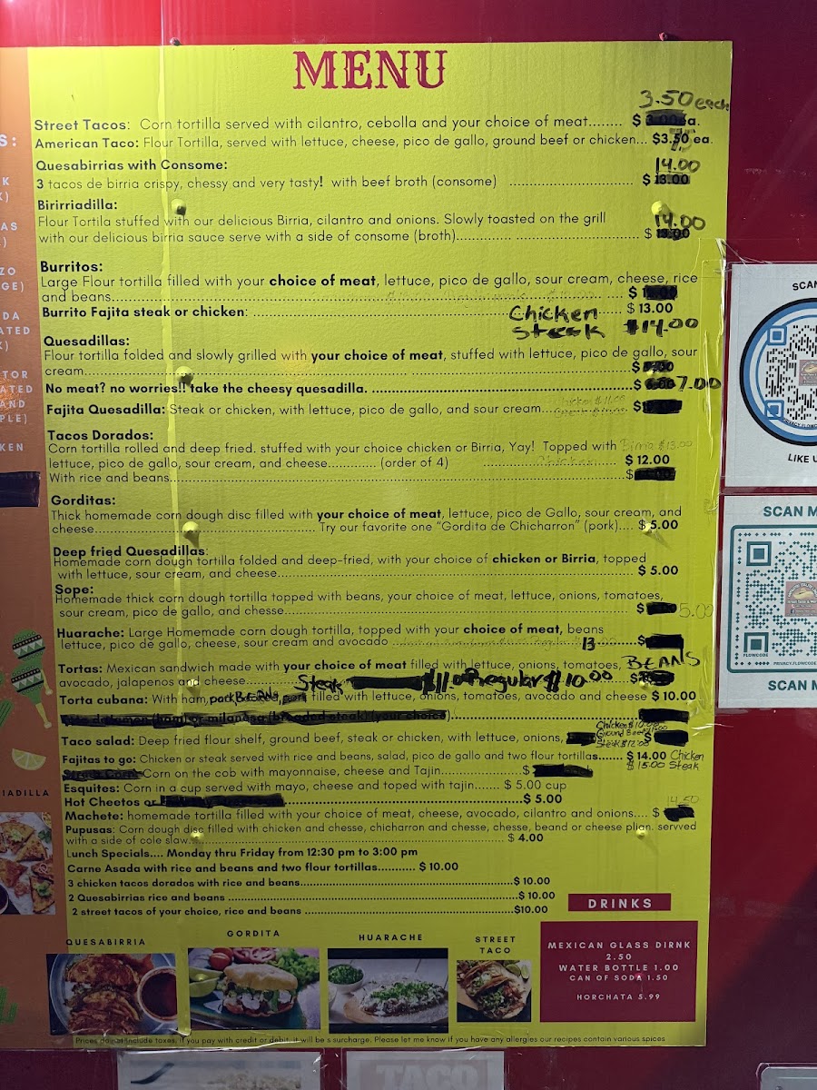 Cielito Lindo Snacks menu board