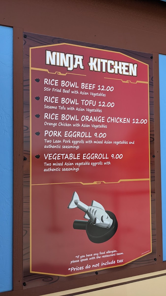 Ninja Kitchen menu board
