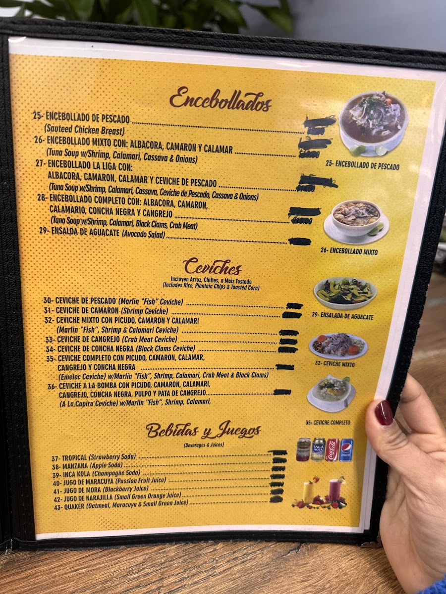 Veras Restaurante menu board