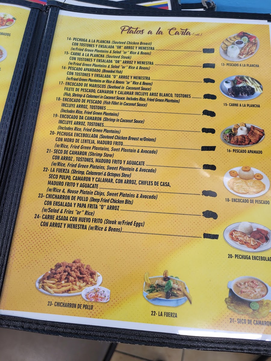 Veras Restaurante menu board