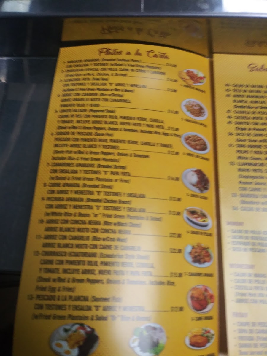 Veras Restaurante menu board