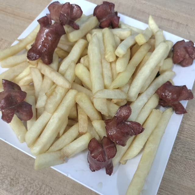 Salchipapas Fries with Hot Dog Bits