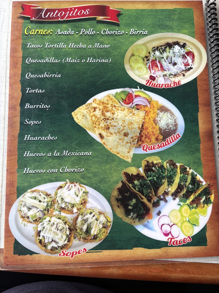 La Mordidita menu board