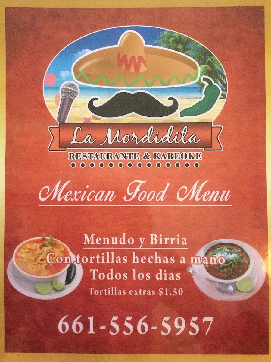 La Mordidita menu board