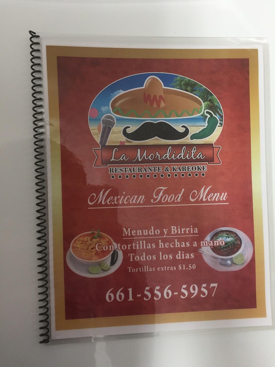 La Mordidita menu board
