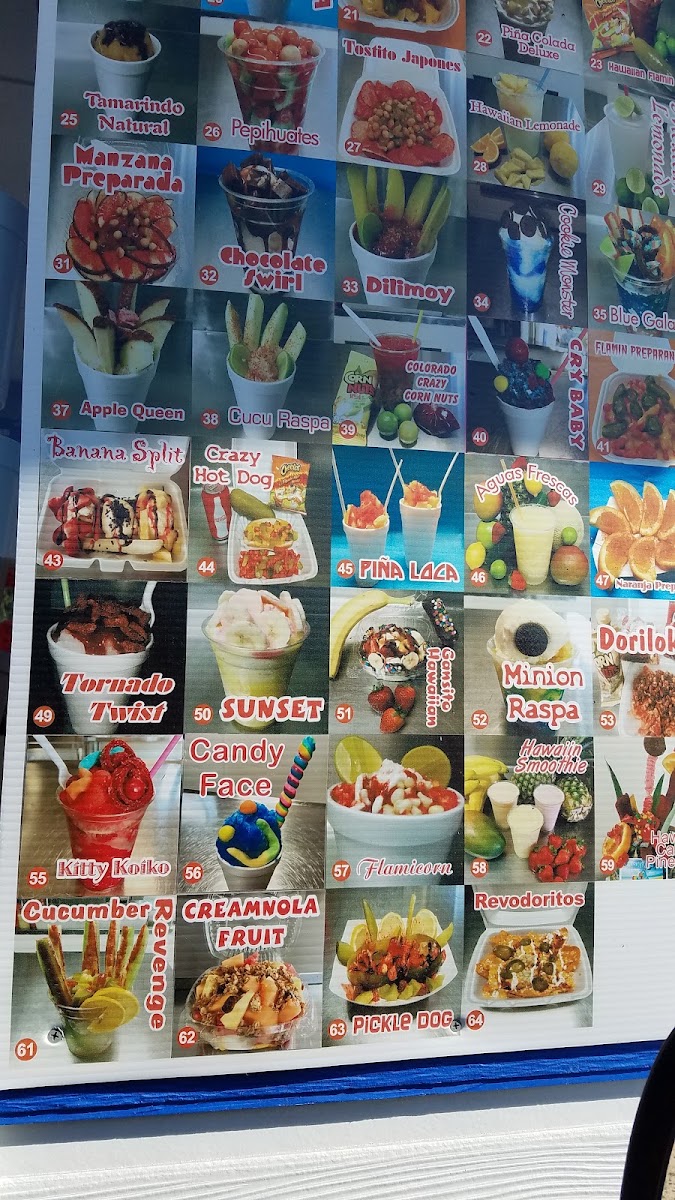 Hawaian Ice menu board