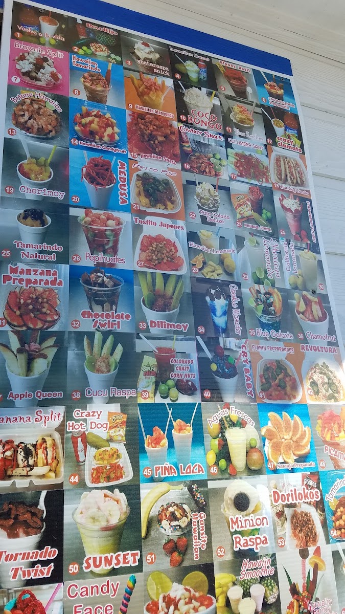 Hawaian Ice menu board