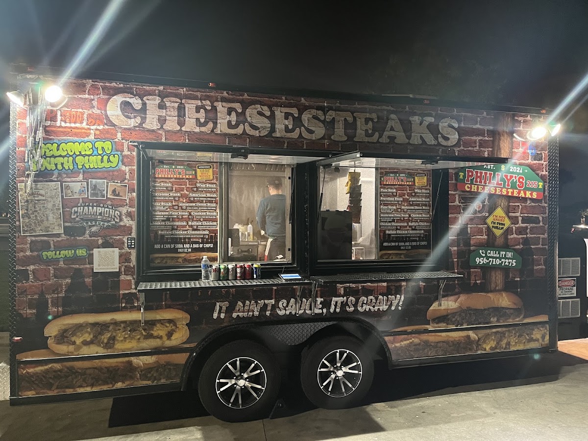 Philly’s Cheesesteaks 215 menu board