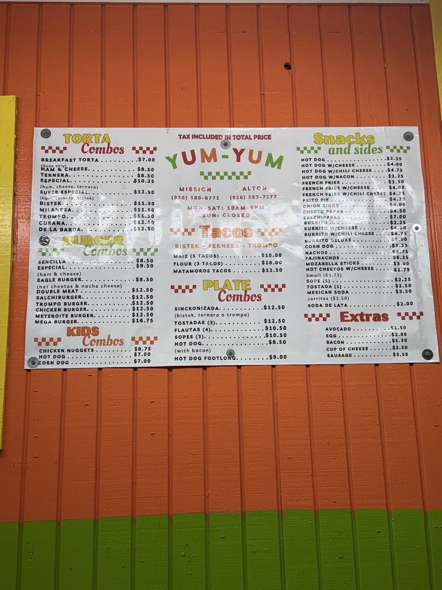 Yum-Yum Alton menu board