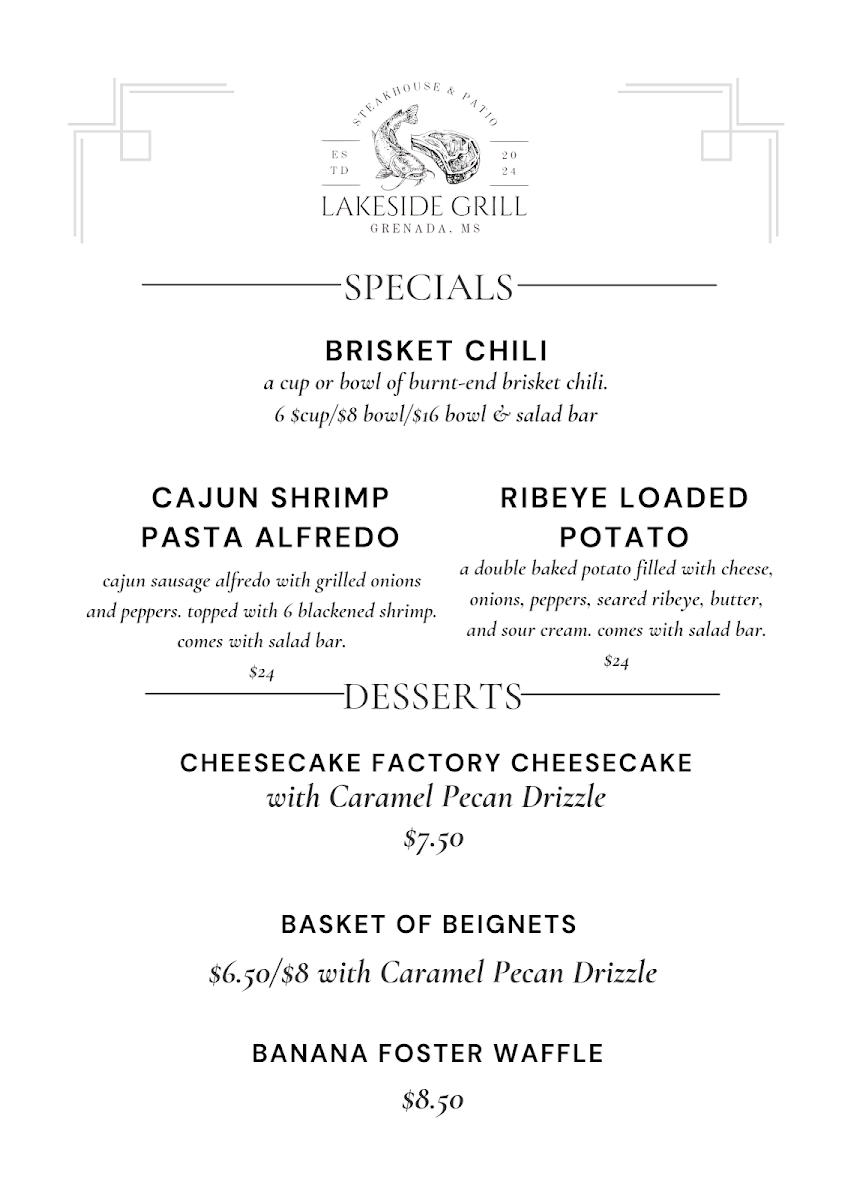 Lakeside Grill - Steakhouse & Patio menu board