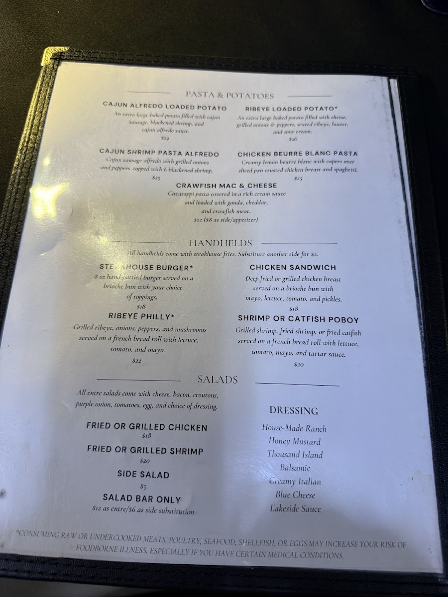 Lakeside Grill - Steakhouse & Patio menu board