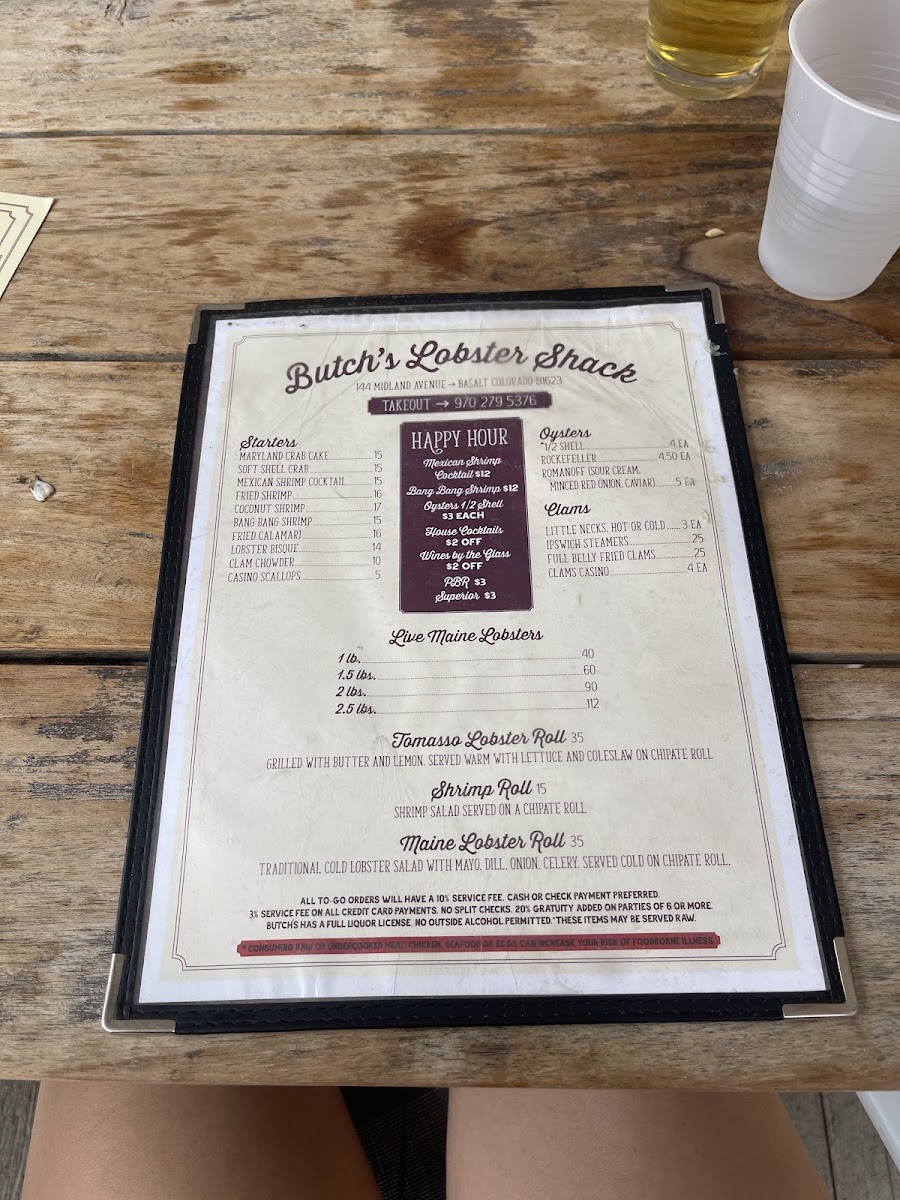Butch's Lobster Shack menu board