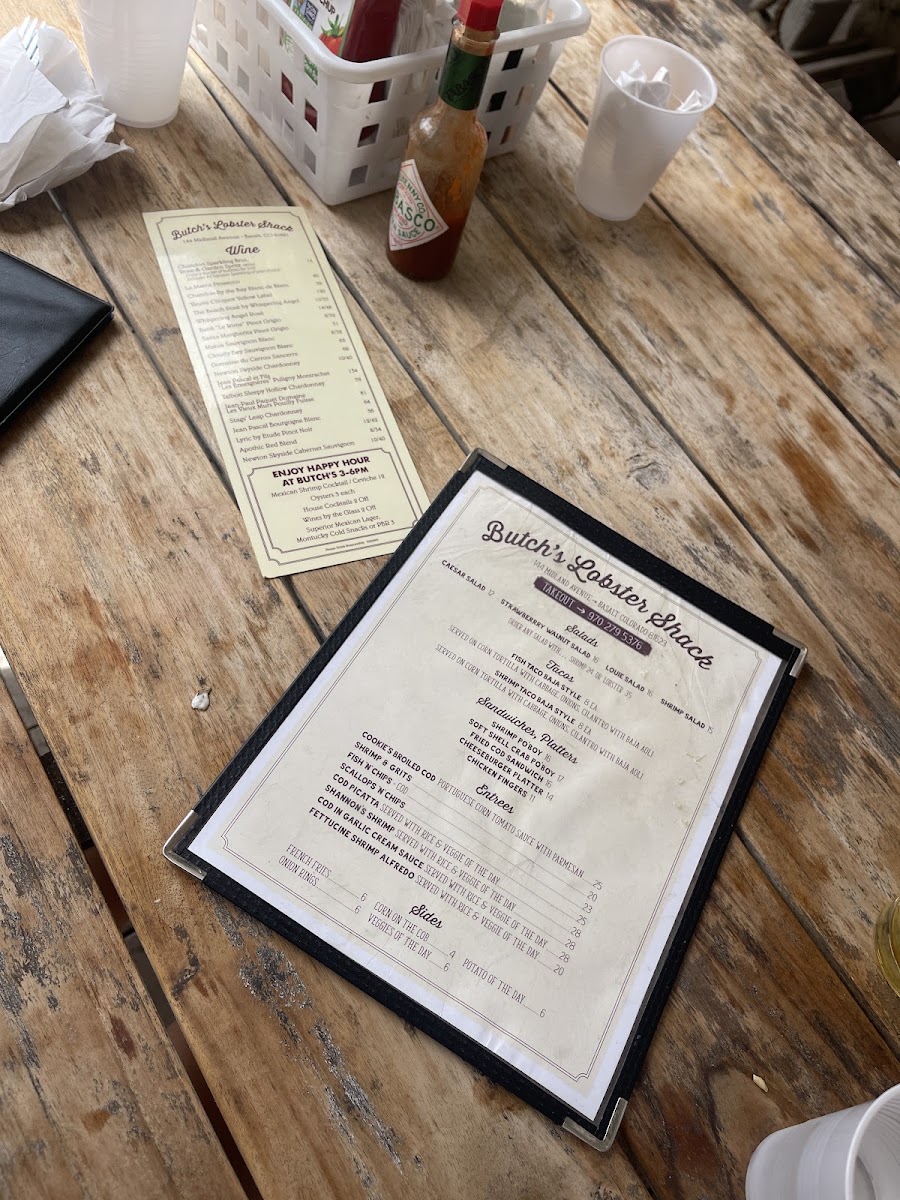 Butch's Lobster Shack menu board