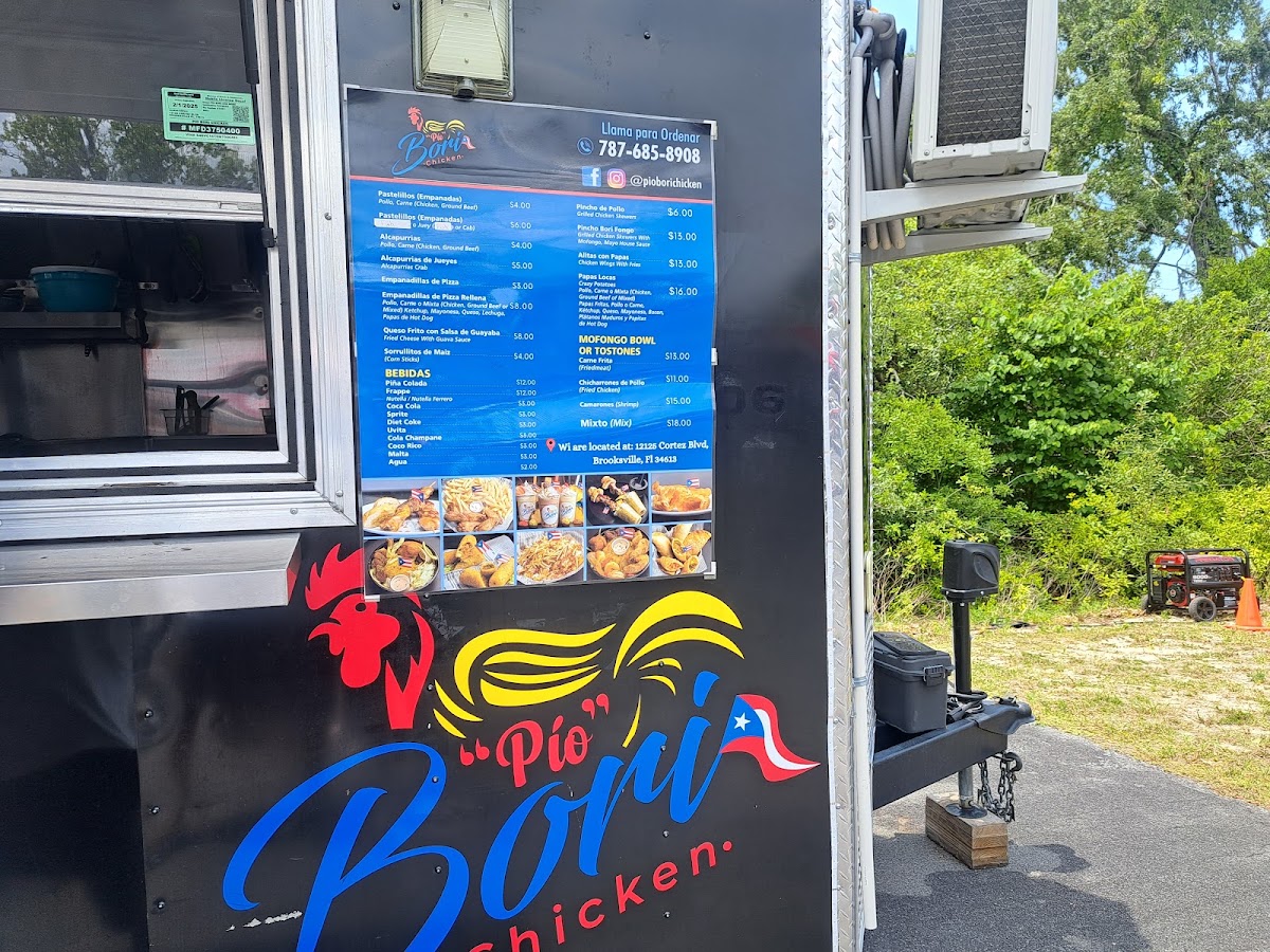 Pio Bori Chicken menu board