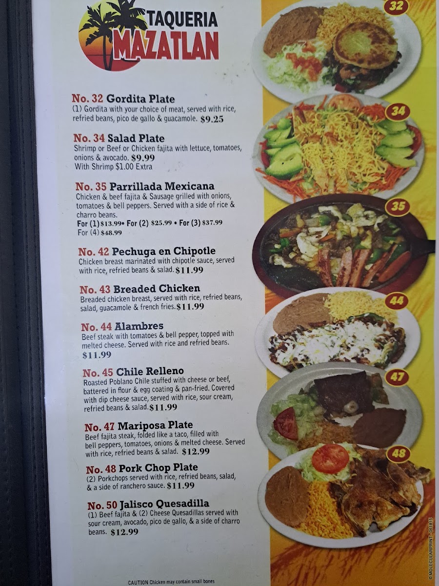 Mazatlan Restaraunt parada de autobus menu board