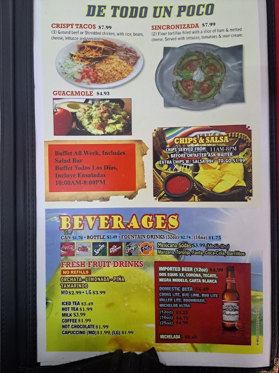 Mazatlan Restaraunt parada de autobus menu board
