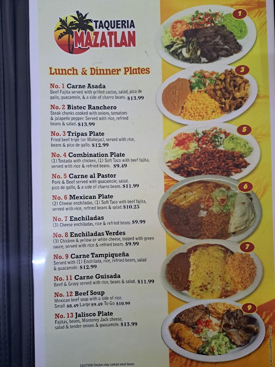 Mazatlan Restaraunt parada de autobus menu board