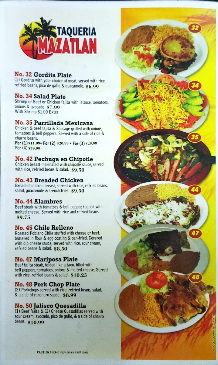 Mazatlan Restaraunt parada de autobus menu board