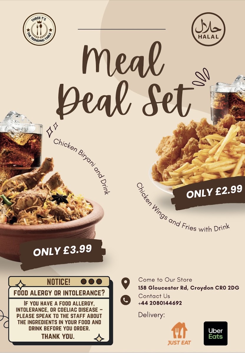 The Trending Table menu board