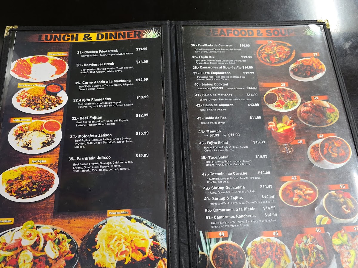 Jalisco Mexico Taqueria menu board